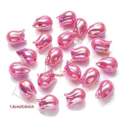 20PCS Pink Tulip Acrylic Bead Set