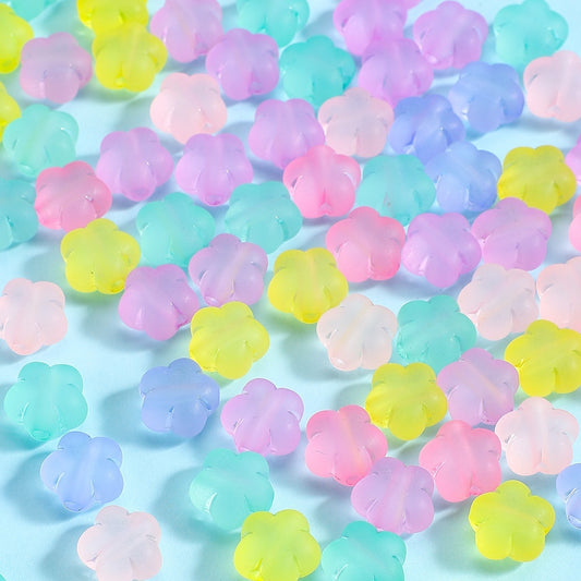 50pcs 14mm Frosted Translucent Flower Acrylic Beads