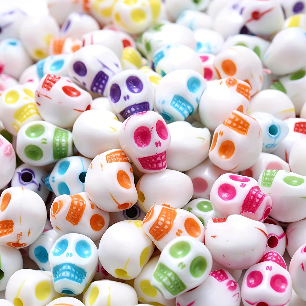 30pcs Colorful Acrylic Skull Beads