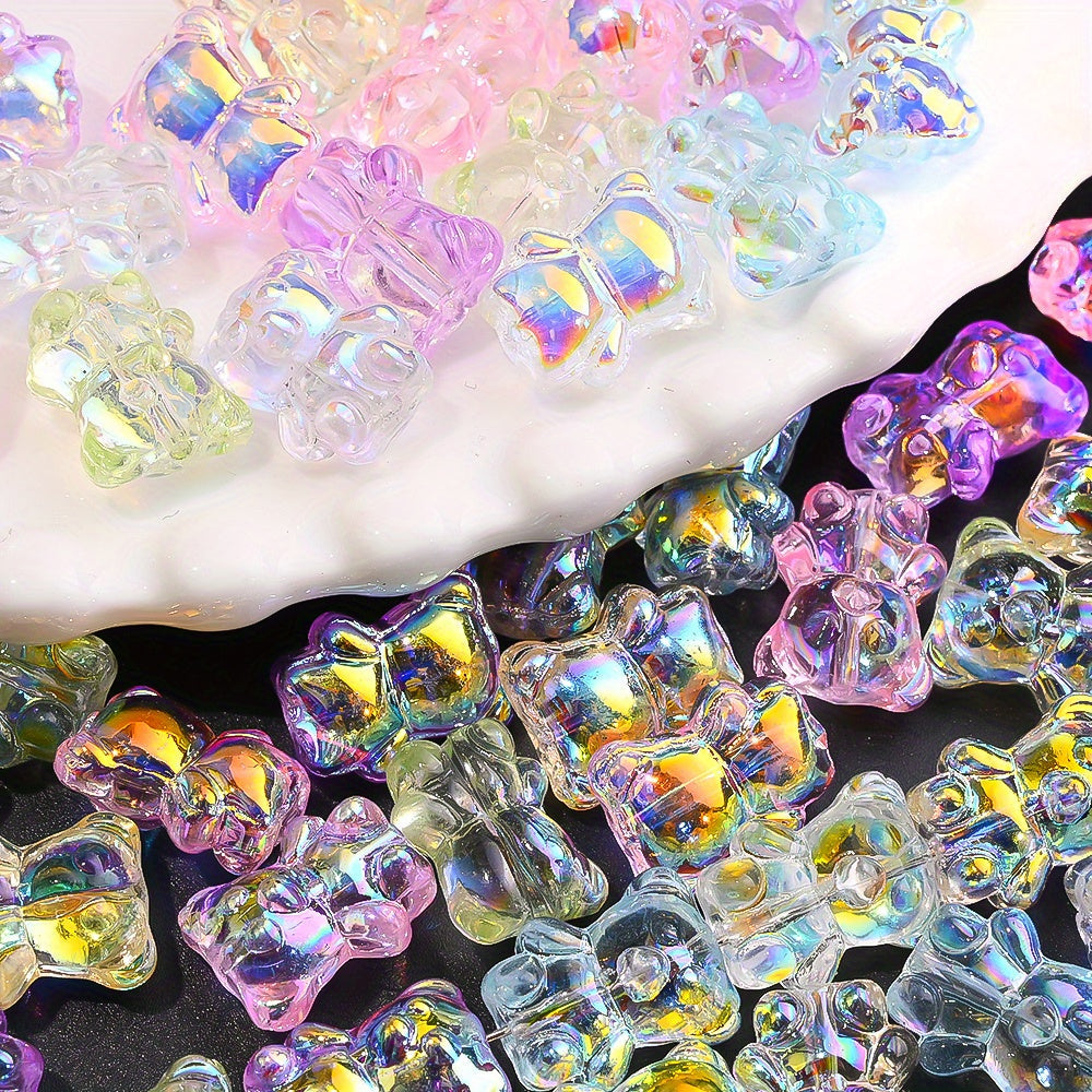 20PCS 15×12mm Transparent AB Bear Glass Spacer Beads