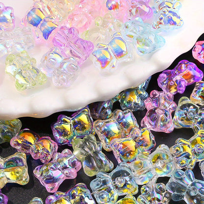 20PCS 15×12mm Transparent AB Bear Glass Spacer Beads