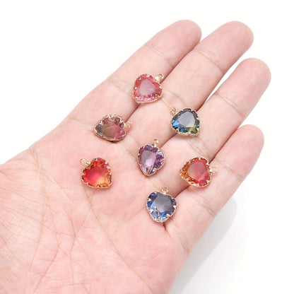 Colored Heart Faux Crystal Charm Beads