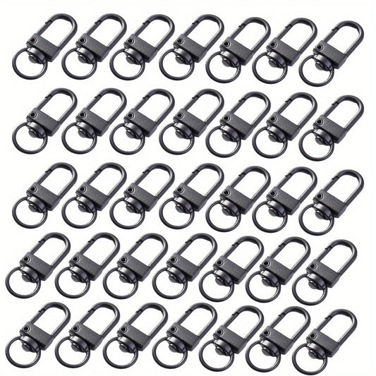 50-Piece Black Metal Swivel Lobster Clasp Set