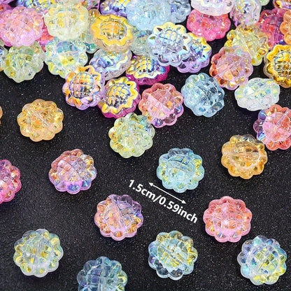 20PCS 15mm Transparent AB Sunflower Glass Jelly Spacer Beads