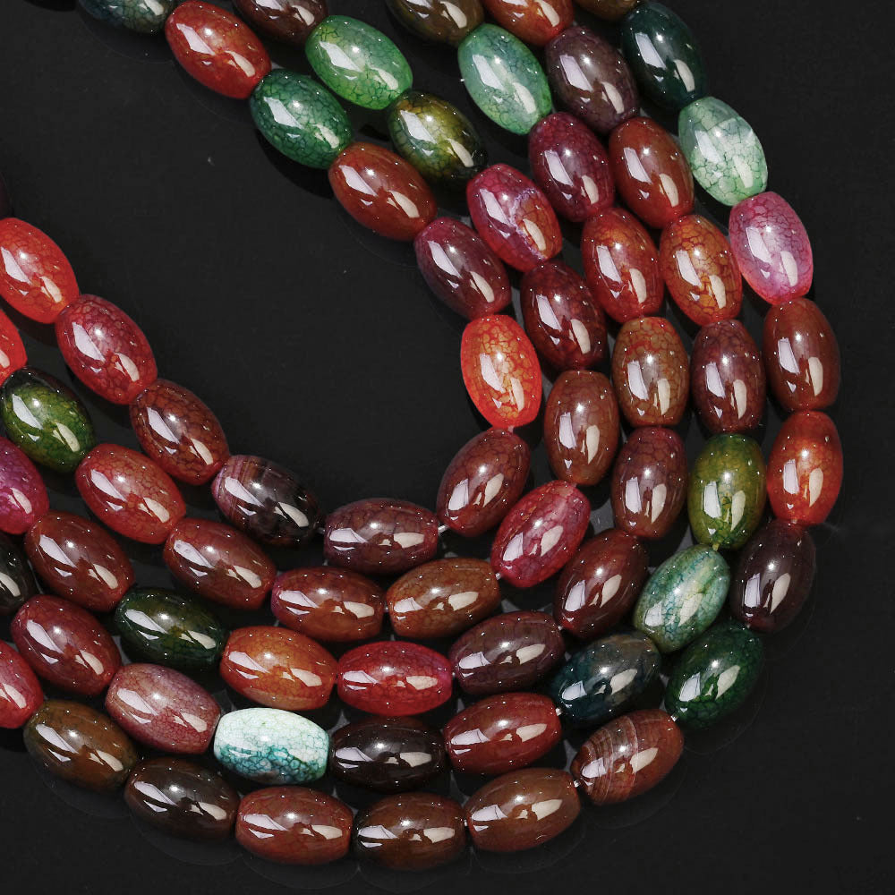 32pcs/strand 8x12mm Natural Agate Rice Shaped Beads