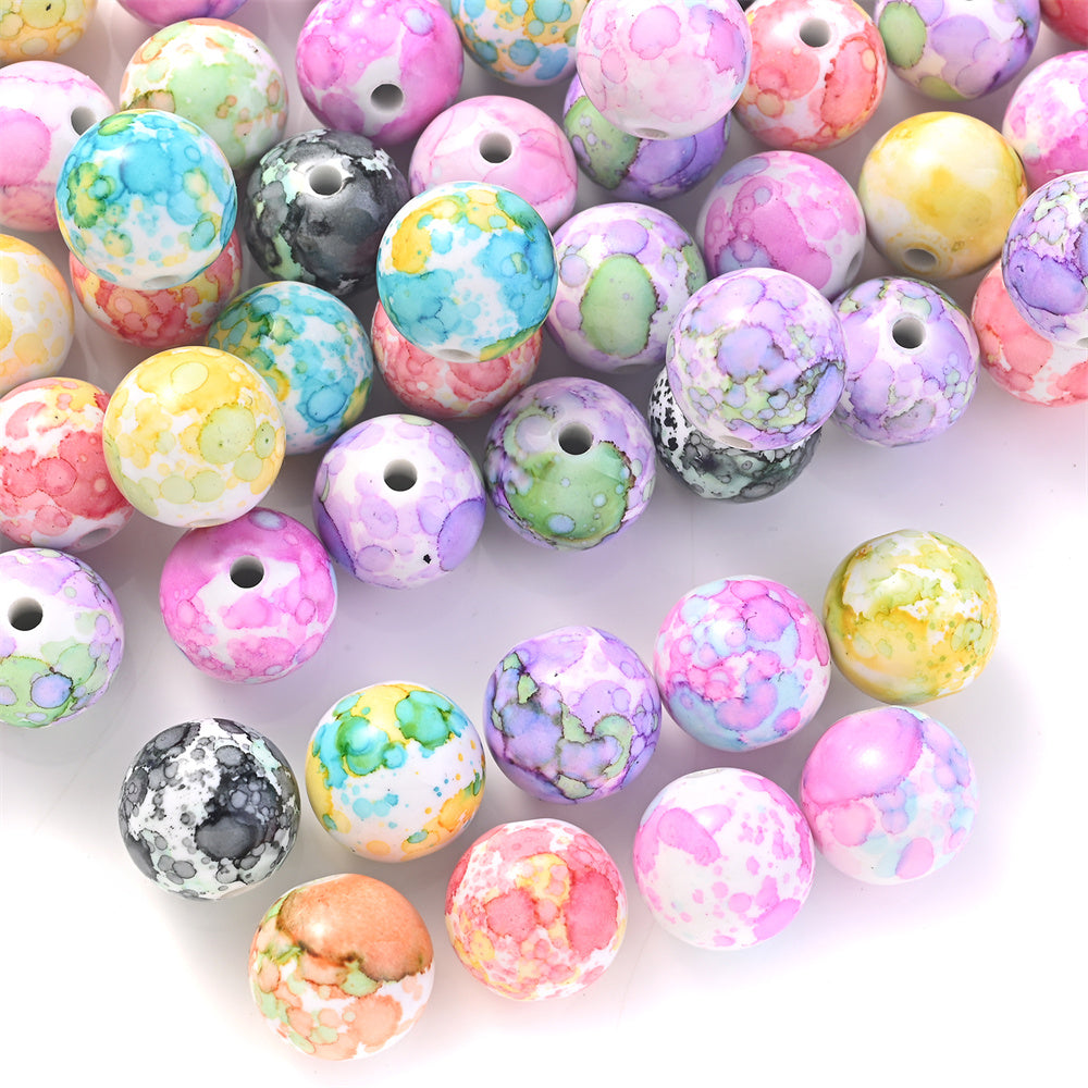 100pcs 8mm Acrylic Round Ink Beads