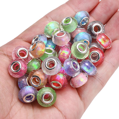 30pcs 9x14mm AB Color Faceted Acrylic Large Hole Beads