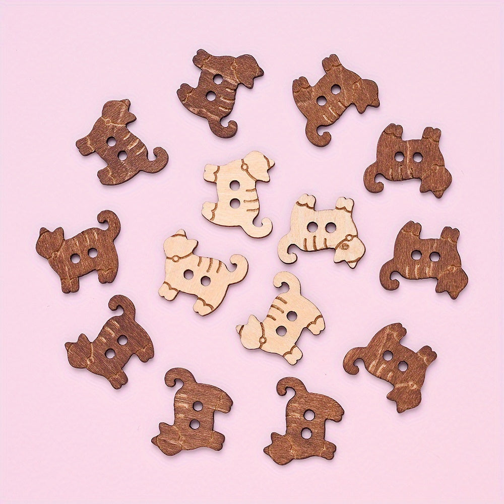 Kitten Wood Double Hole Buttons