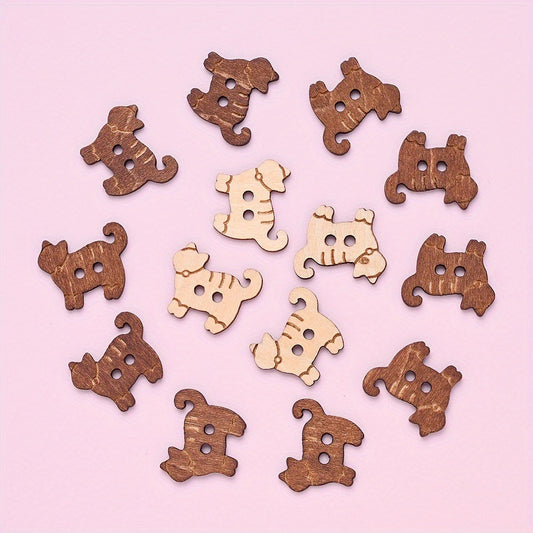Kitten Wood Double Hole Buttons