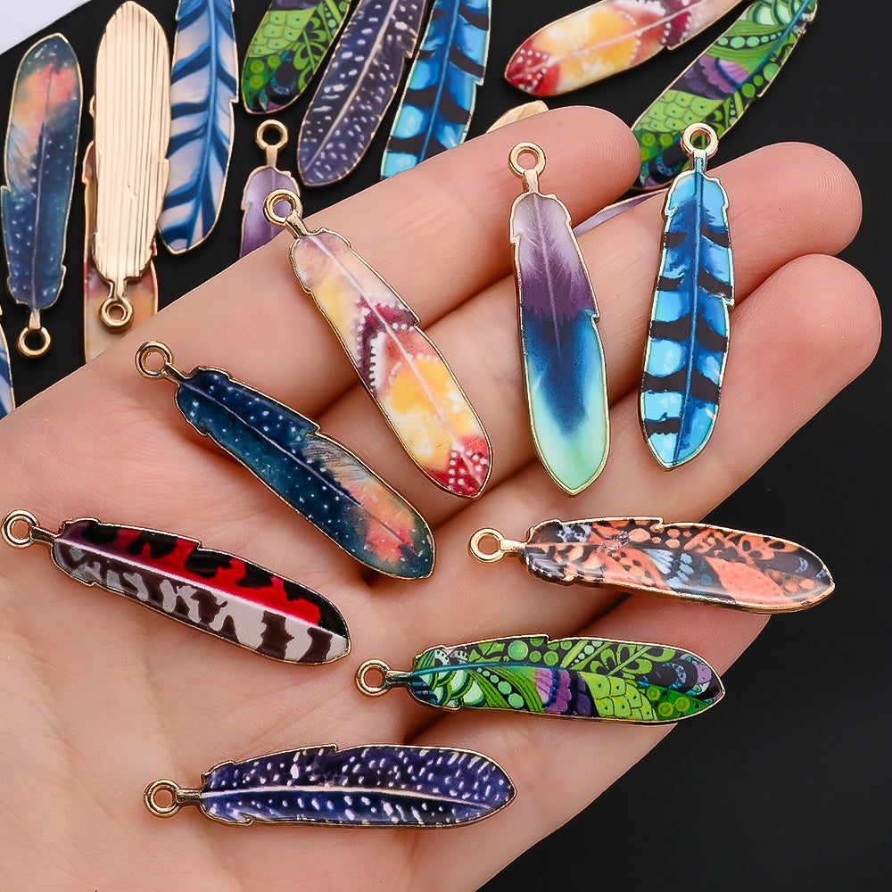 Bohemian Feather Alloy Pendant Charms