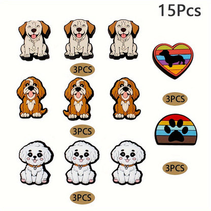 15PCS Puppy Series Silicone Bead Set