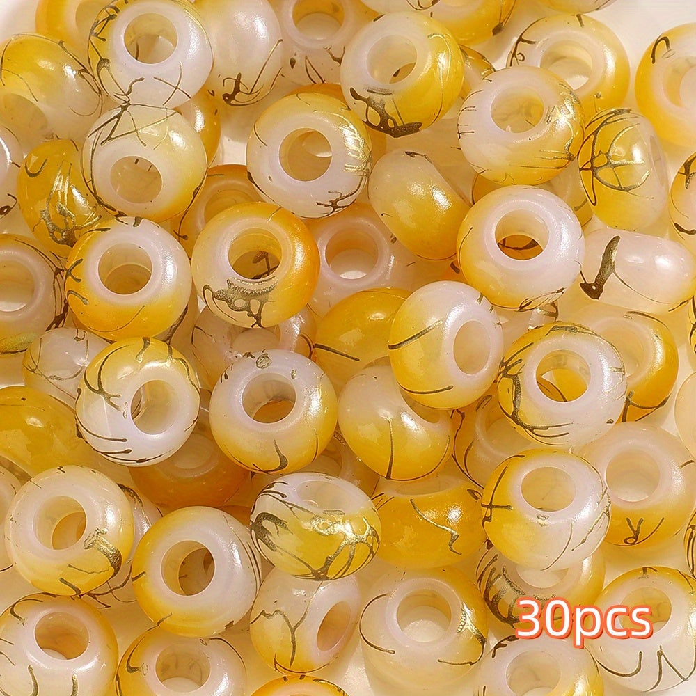 30pcs 9x14mm Golden Wire Acrylic Large Hole Beads