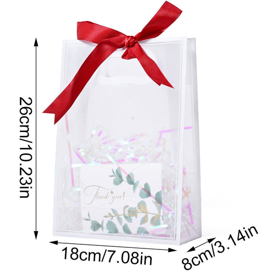 Transparent Plastic Gift Bags with Rafia Ribbon