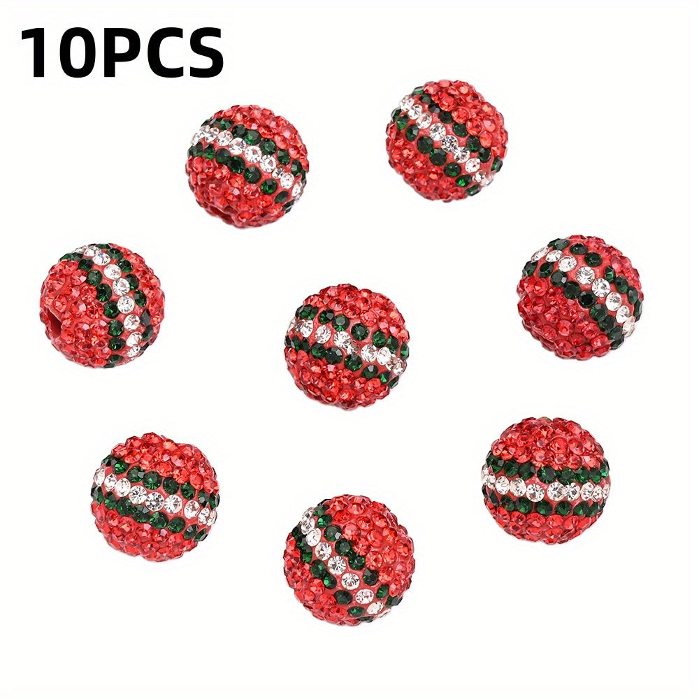 10pcs 16mm Christmas Rhinestone Acrylic Beads