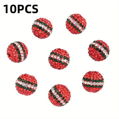 10pcs 16mm Christmas Rhinestone Acrylic Beads