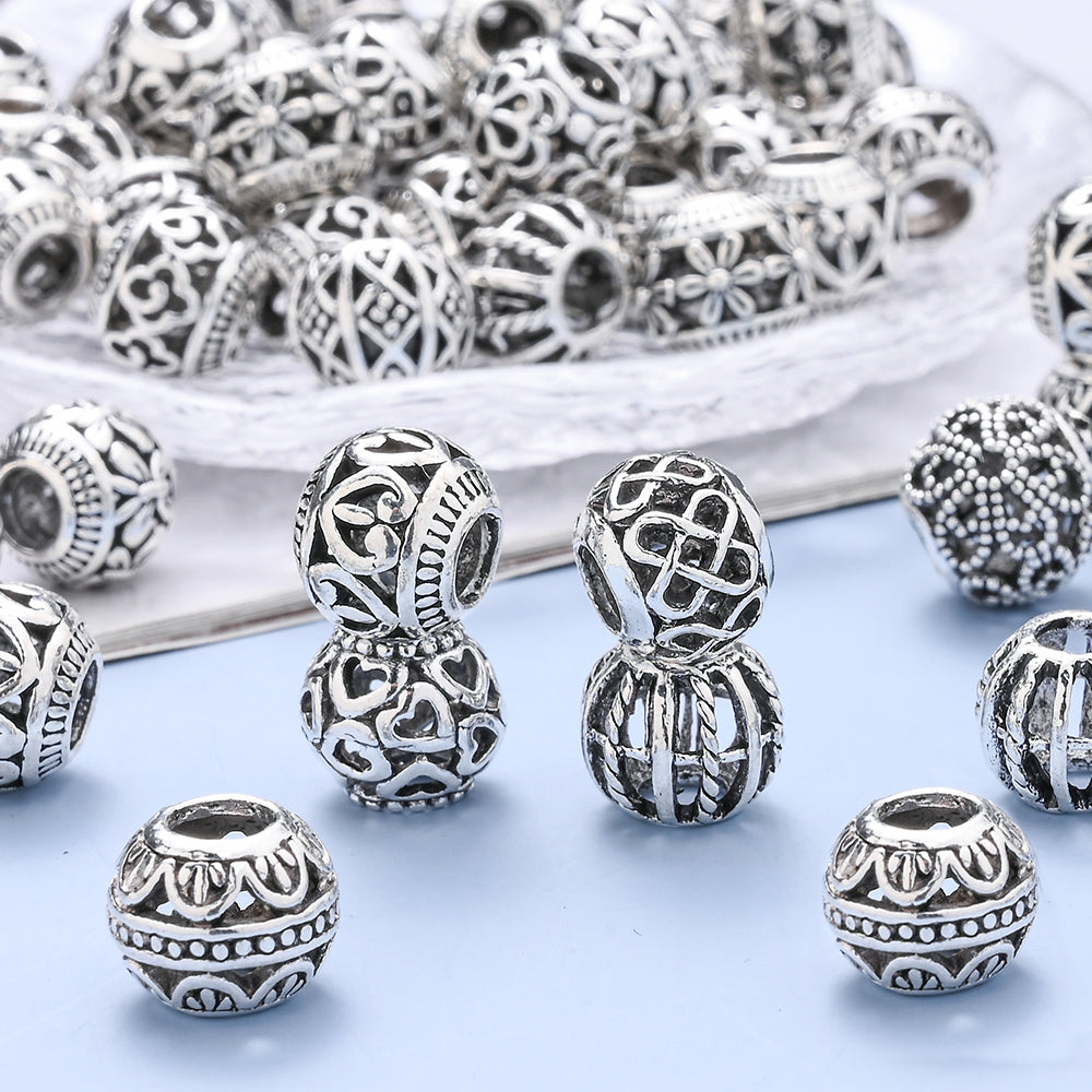 Vintage Hollow Heart Flower Spacer Beads