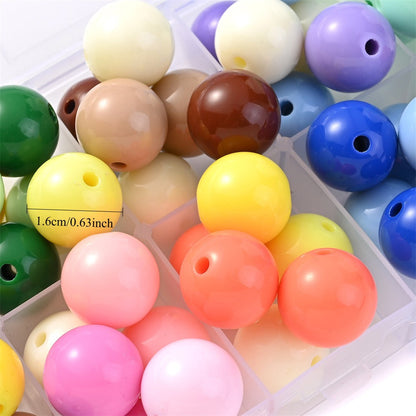 50pcs 16mm Vibrant Acrylic Round Spacer Beads