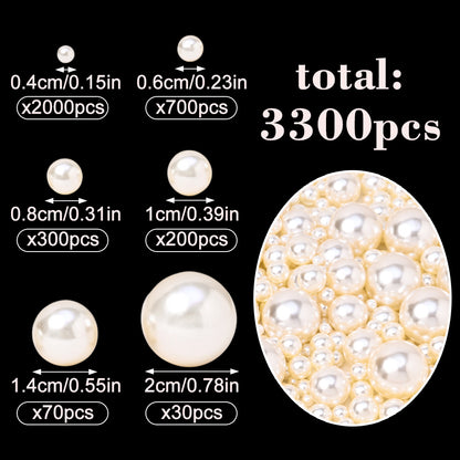 3300pcs 4-20mm Artificial Pearl Beads