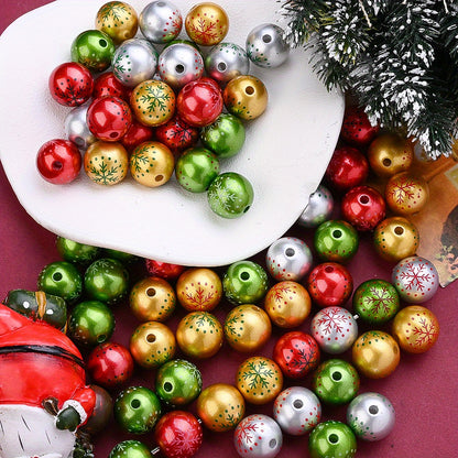 10pcs/set Christmas Snowflake Print Focal Beads