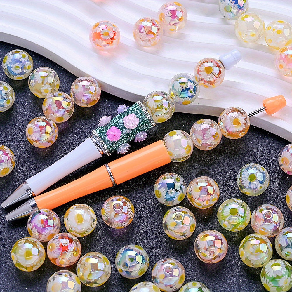 10pcs 16mm Hand-Painted Daisy Acrylic Beads