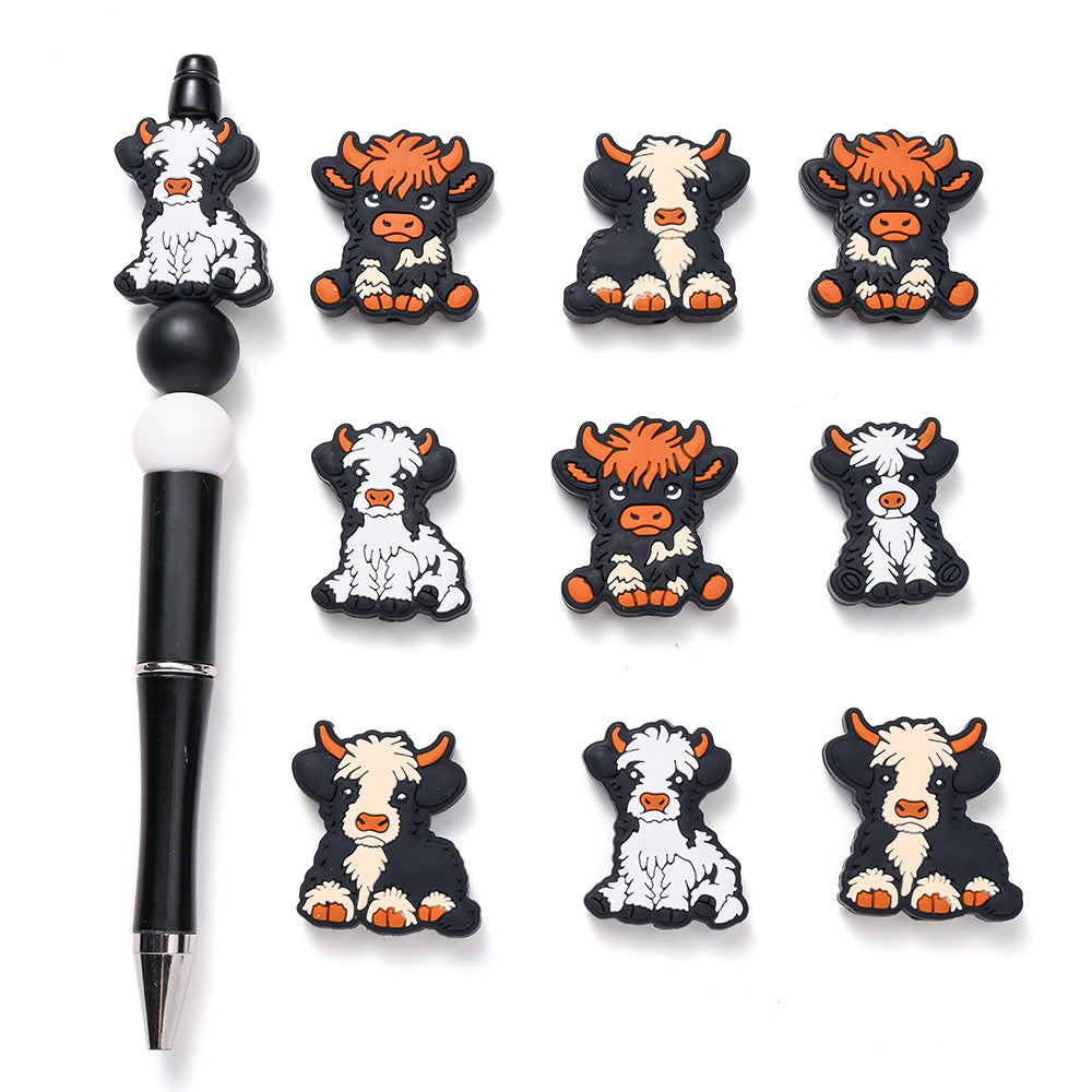 4PCS Farm Animal Silicone Bead Set