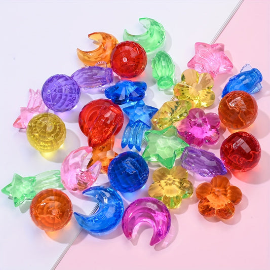 25PCS Multicolor Acrylic Celestial & Flower Bead Set