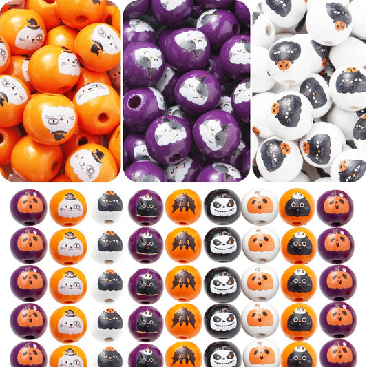 Halloween Printed Wooden Beads