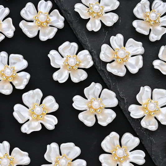 Imitation Pearl Five-Petal Flower Acrylic Patches
