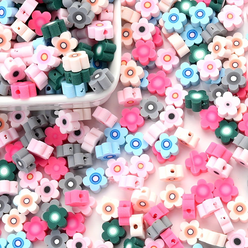 Mixed Color Flower Polymer Clay Beads