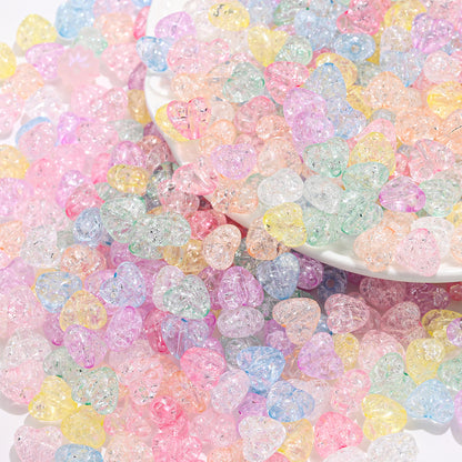 50pcs/set 9.5x11mm Crackle Heart Acrylic Beads