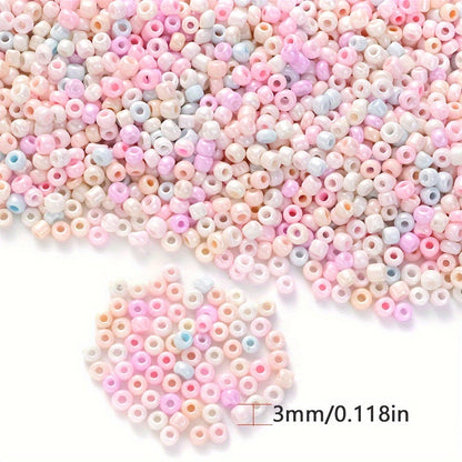50G 3mm Candy Color Glass Seed Bead Set