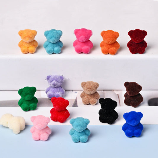 Flocked Bear Resin Beads