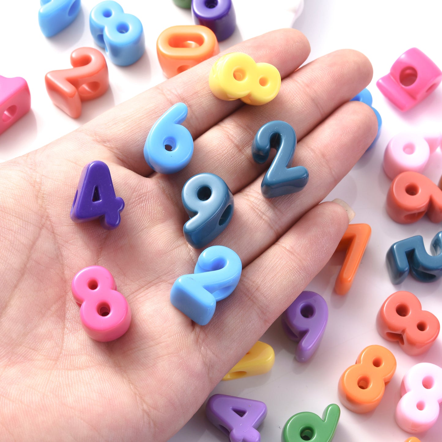 20pcs 10-20mm Colorful Number Acrylic Beads