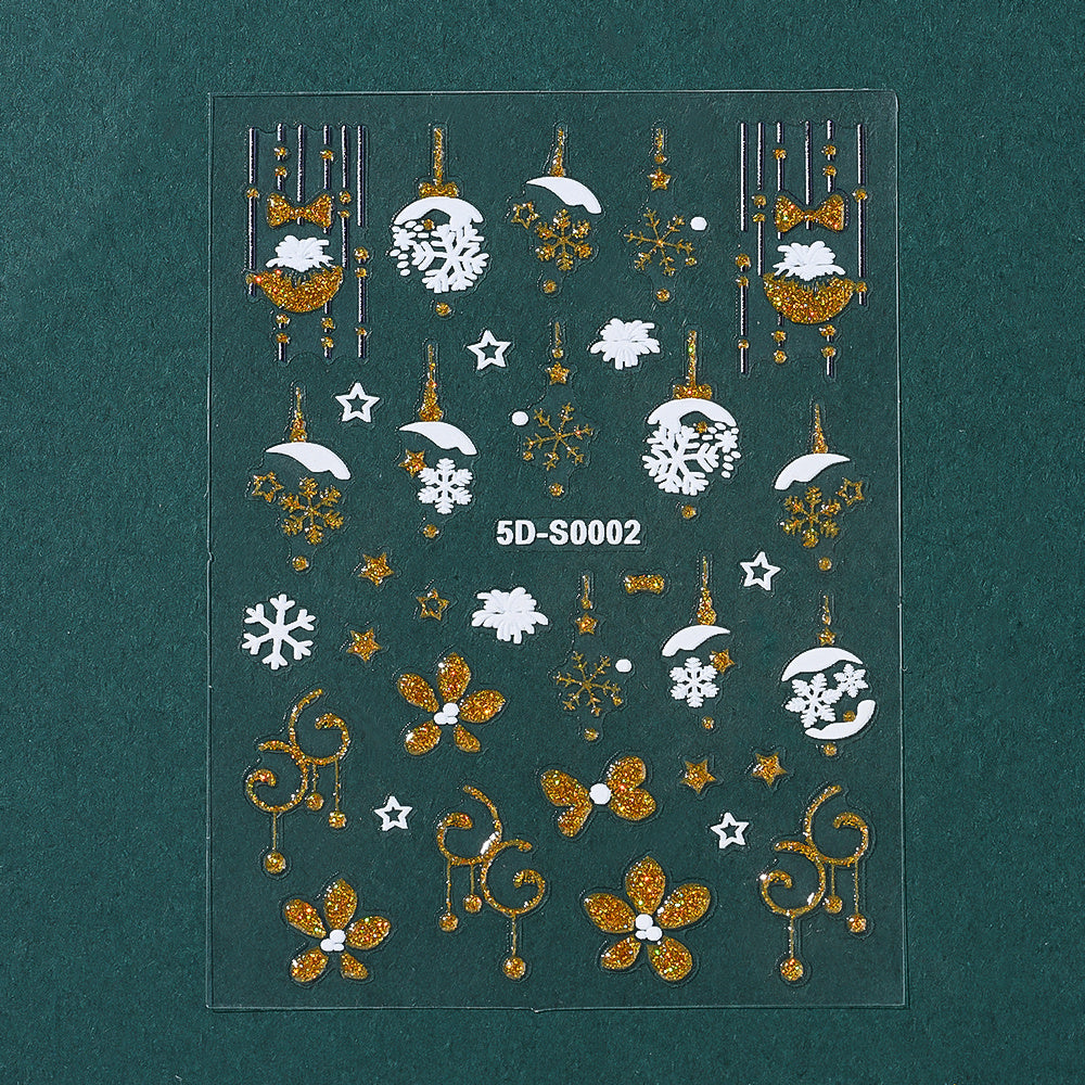 Christmas 5D Embossed Nail Art Stickers