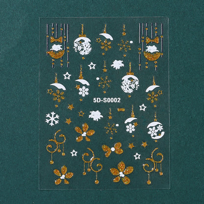Christmas 5D Embossed Nail Art Stickers