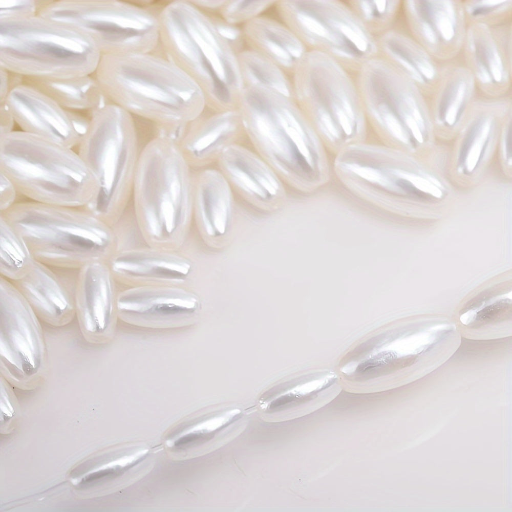 Beige Oval Acrylic Rice Beads