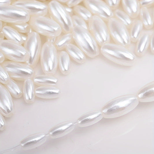 Beige Oval Acrylic Rice Beads