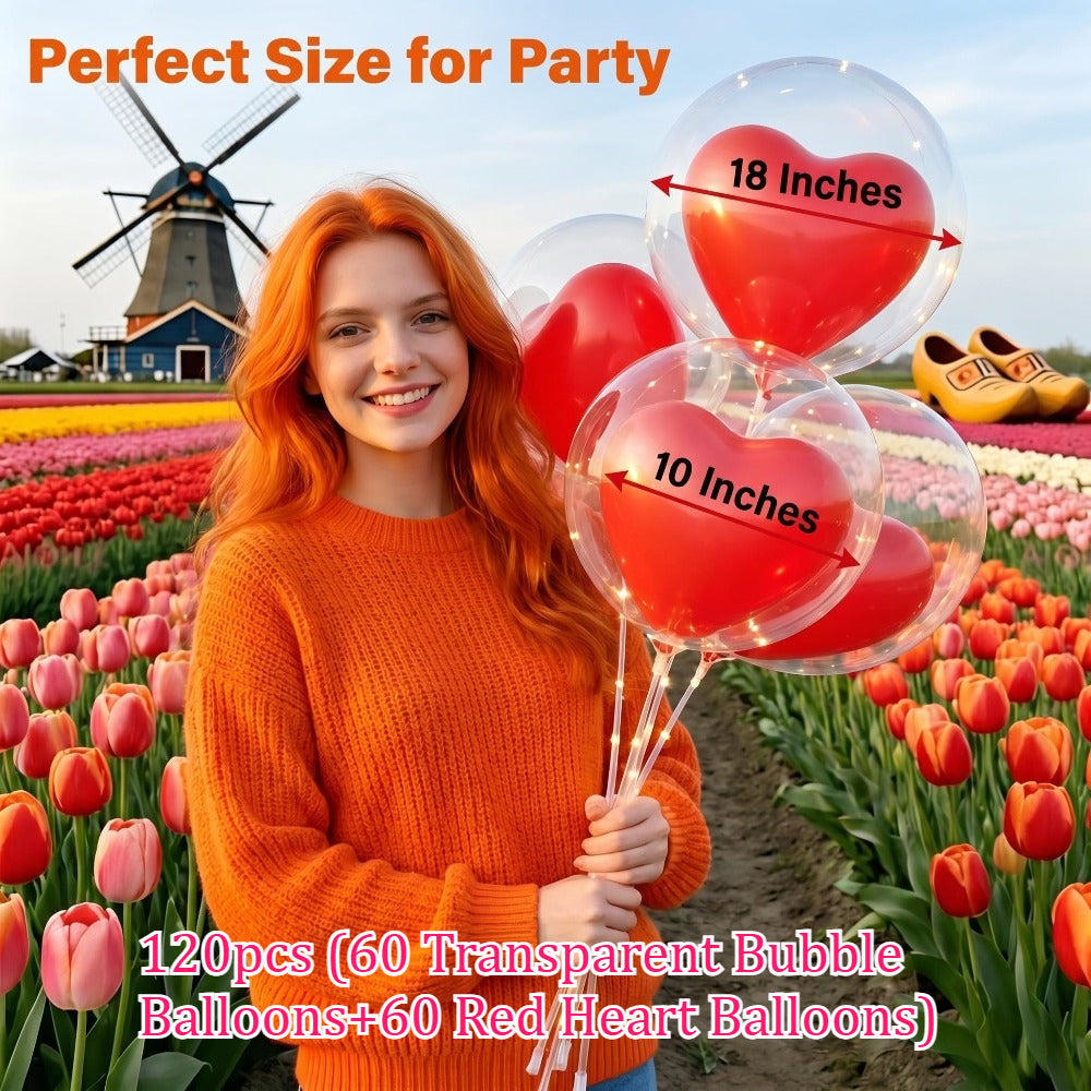 Bubble & Red Heart Balloon Set