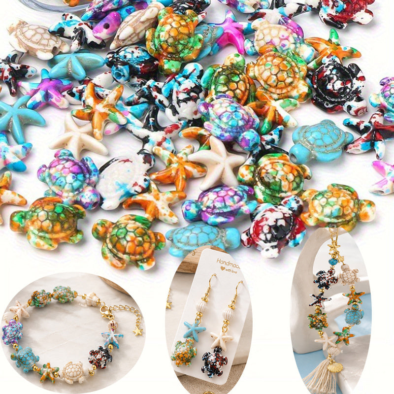 200pcs Turquoise Turtle Starfish Beads