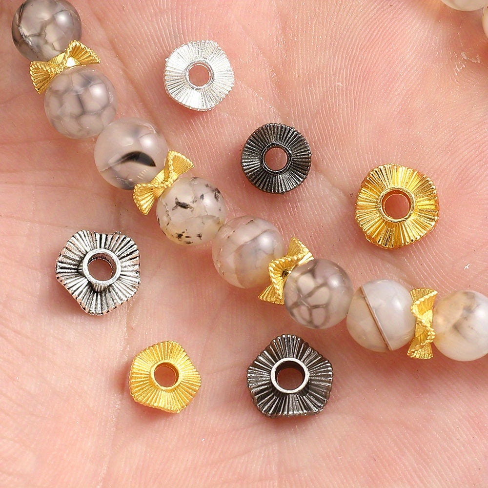 50pcs/set 8/10mm Wavy Golden & Silvery Spacer Beads