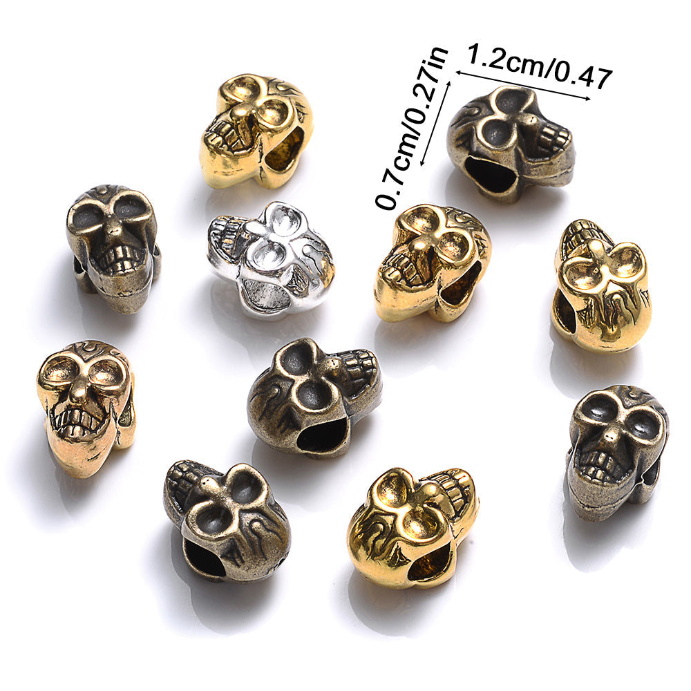 Retro 3D Alloy Skull Spacer Beads