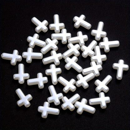 50PCS White Cross Acrylic Bead Set