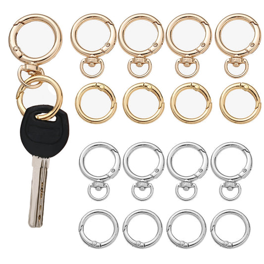 12 Pairs Double Circle 360° Rotatable Keychain Clasp Set