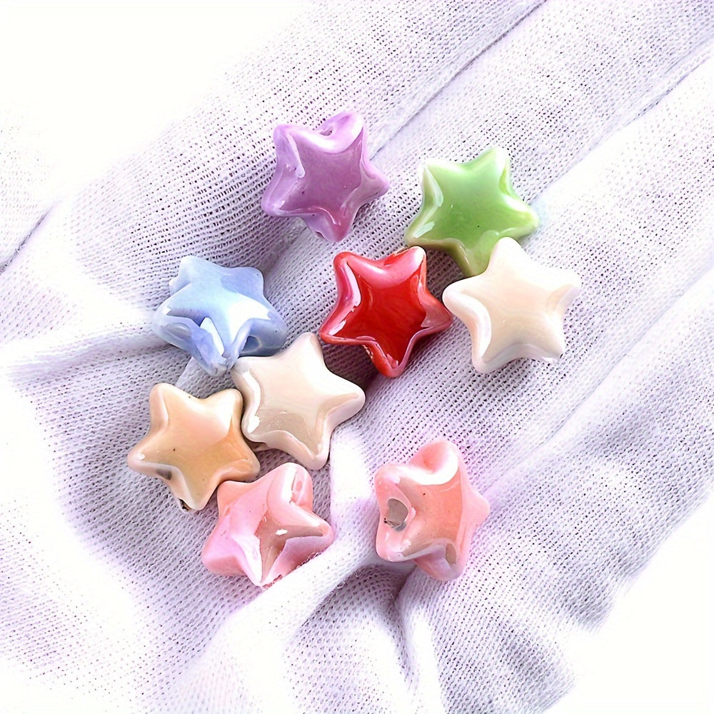 10PCS 13.5mm Multicolor Star Ceramic Bead Set