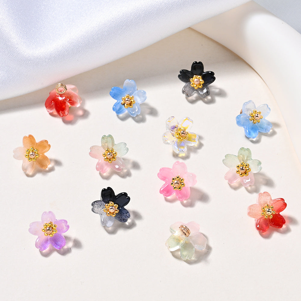 20pcs 10mm Colorful Gradient Glass Flower Beads