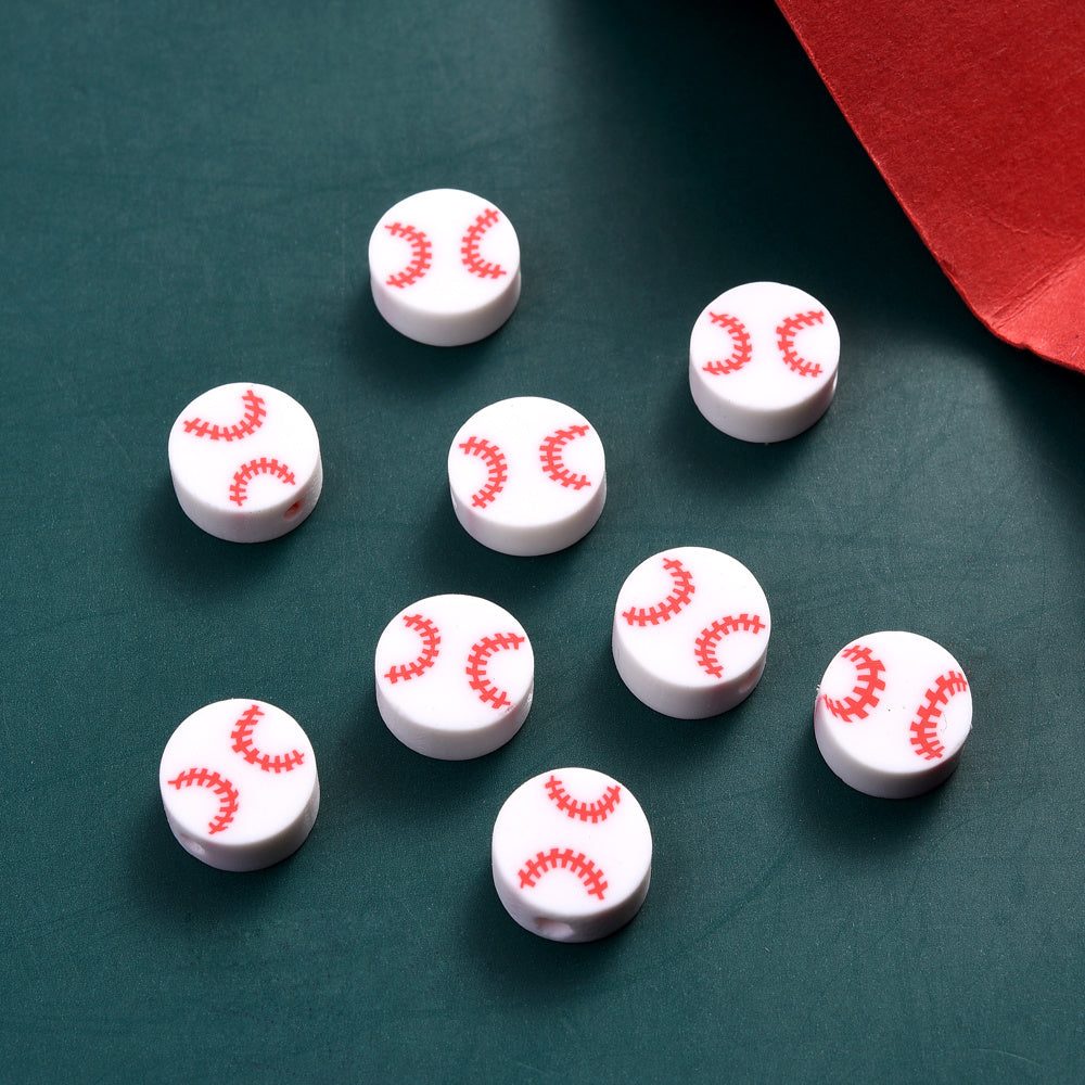 50-Piece 10 mm Mixed Sports Ball Soft Clay Beads