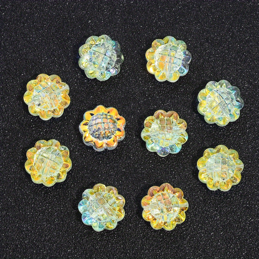 20PCS 15mm Transparent AB Sunflower Glass Jelly Spacer Beads