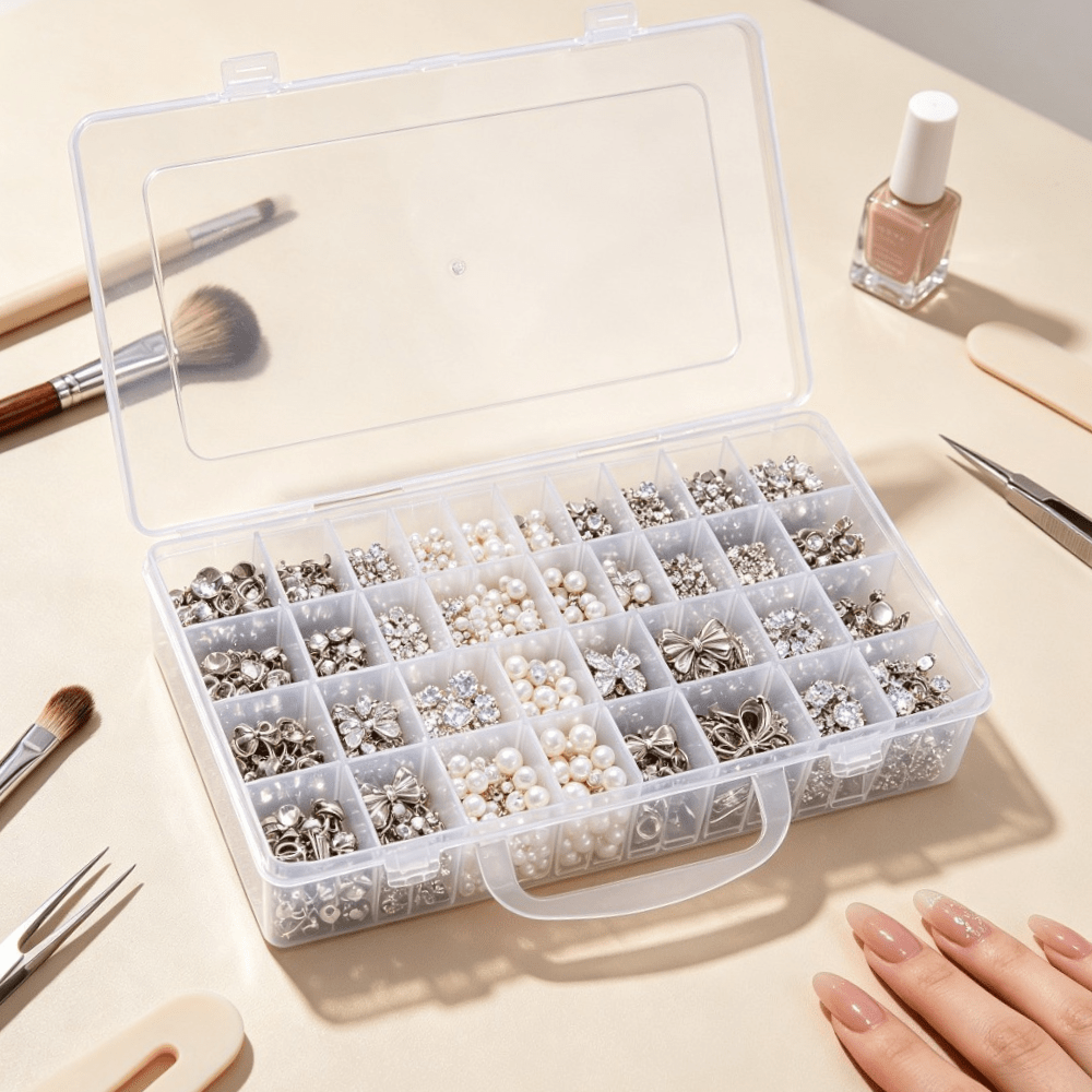 44/56/64 Grid Transparent Beads Storage Organizer