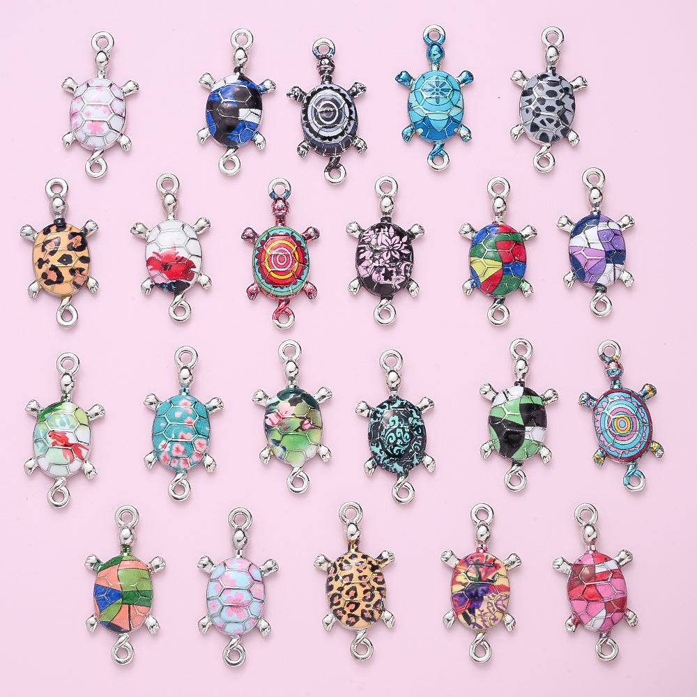 10PCS Multicolor Alloy Turtle Pendant Set