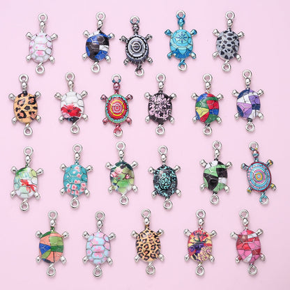 10PCS Multicolor Alloy Turtle Pendant Set